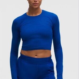 Lululemon Athletica Royal Blue Long Sleeve Crop Top